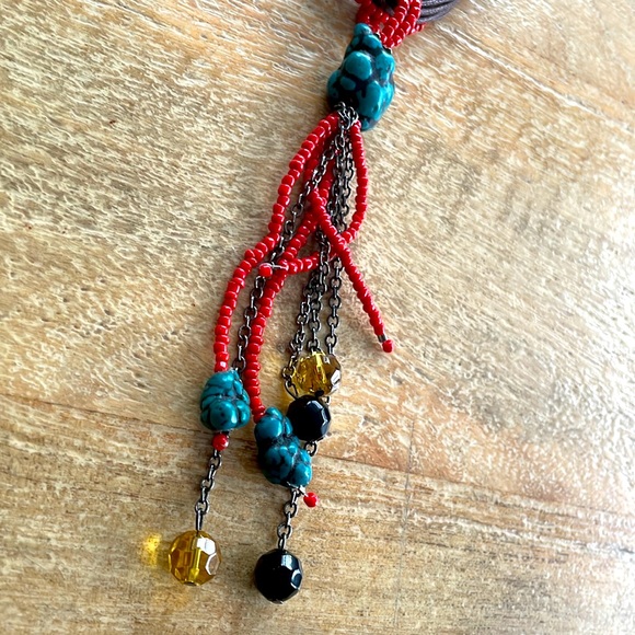 Vintage Boho Bead Necklace - Brown/Red/Blue - Picture 14 of 14